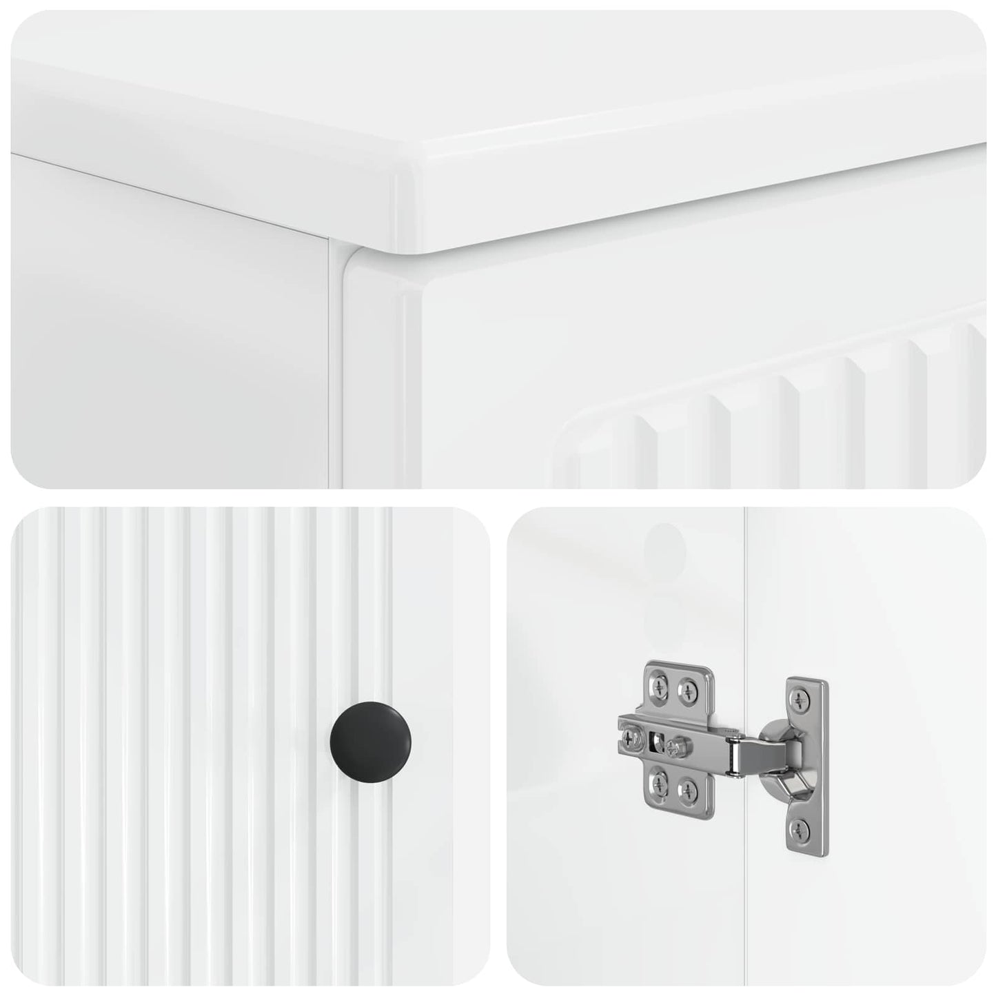 vidaXL 3 Piece Bathroom Cabinet Set EDE High Gloss White 6
