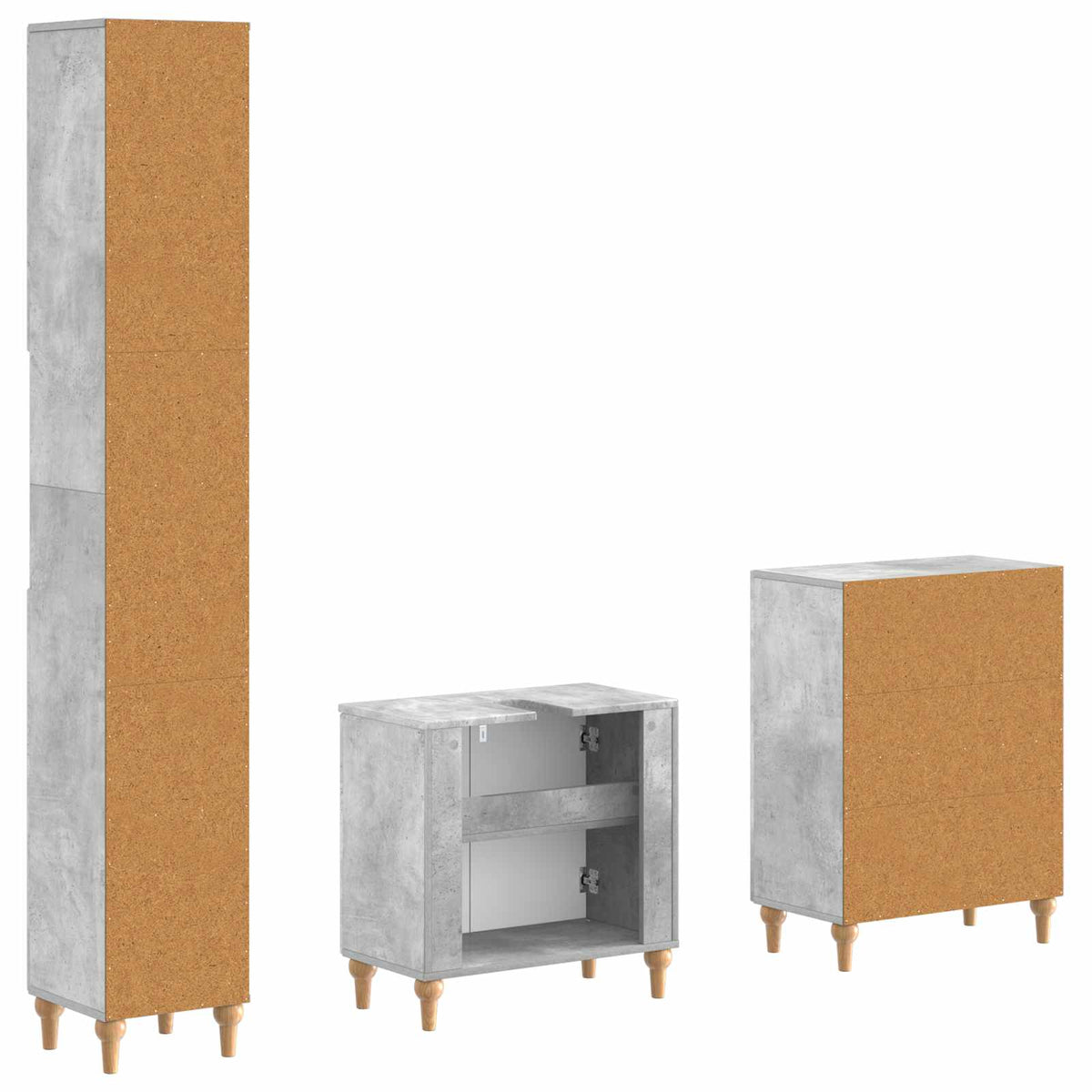 vidaXL 3 Piece Bathroom Cabinet Set ALKMAAR Concrete Grey 6