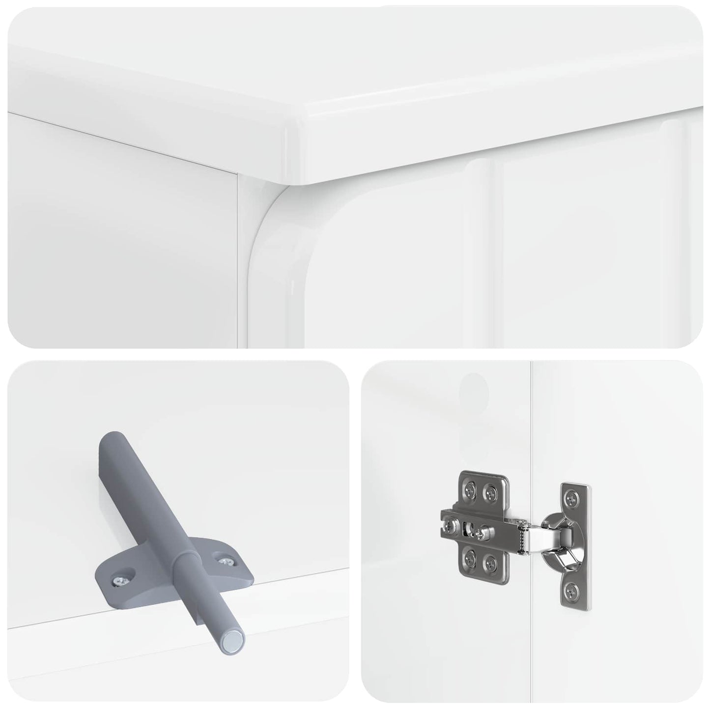 vidaXL 3 Piece Bathroom Cabinet Set ZWOLLE High Gloss White 6