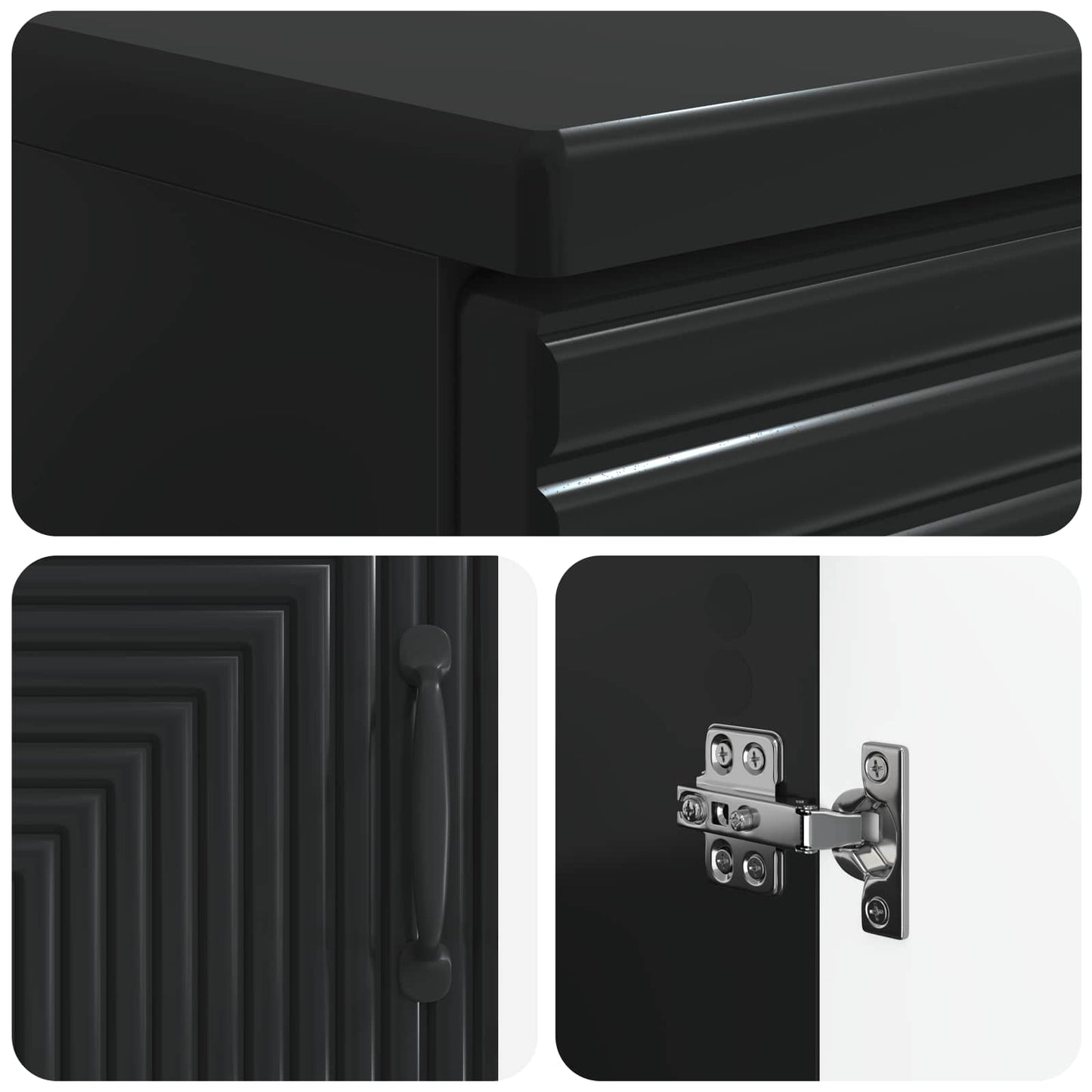 vidaXL 3 Piece Bathroom Cabinet Set HAARLEM Black Engineered Wood 6