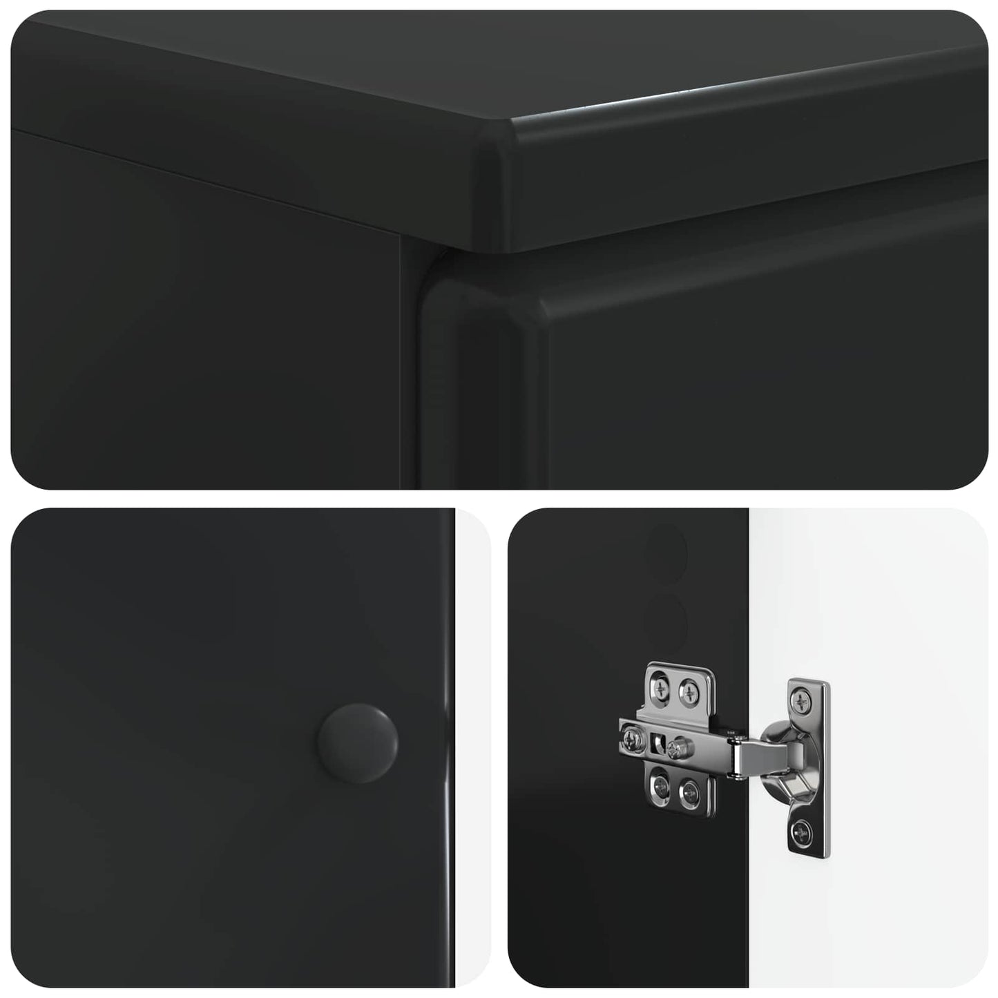 vidaXL 3 Piece Bathroom Cabinet Set BREDA Black Engineered Wood 6