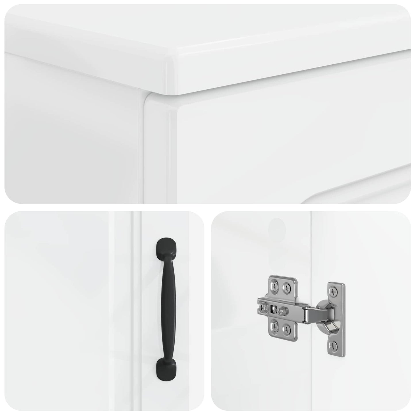 vidaXL 3 Piece Bathroom Cabinet Set UTRECHT High Gloss White 6