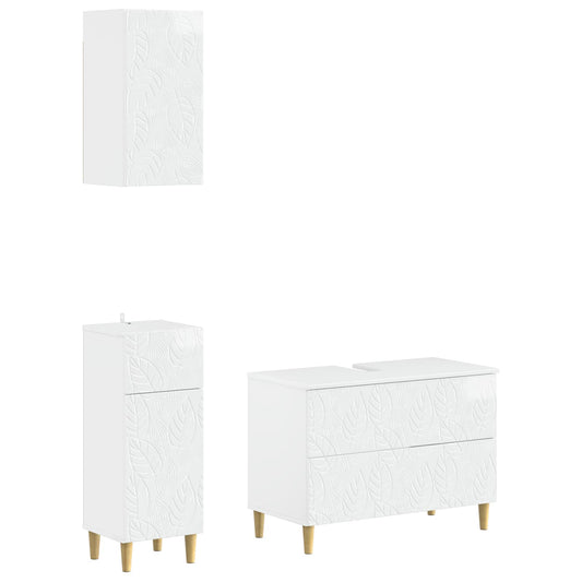 vidaXL 3 Piece Bathroom Cabinet Set DELFT High Gloss White 2