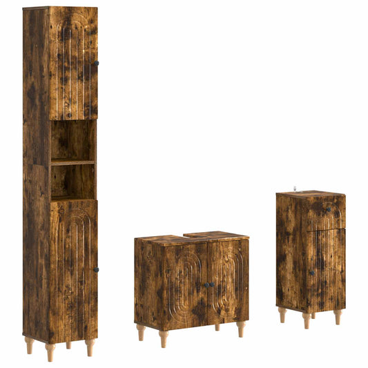 vidaXL 3 Piece Bathroom Cabinet Set ALKMAAR Engineered Wood 2
