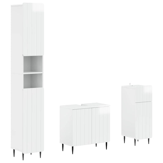 vidaXL 3 Piece Bathroom Cabinet Set ZWOLLE Engineered Wood 2