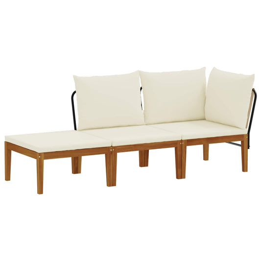 6 pcs Solid Acacia Wood & Rope Natural Beige and cream white 1x corner +1x middle +1x footrest–3x corner +2x middle +table 1x corner +1x middle +1x footrest