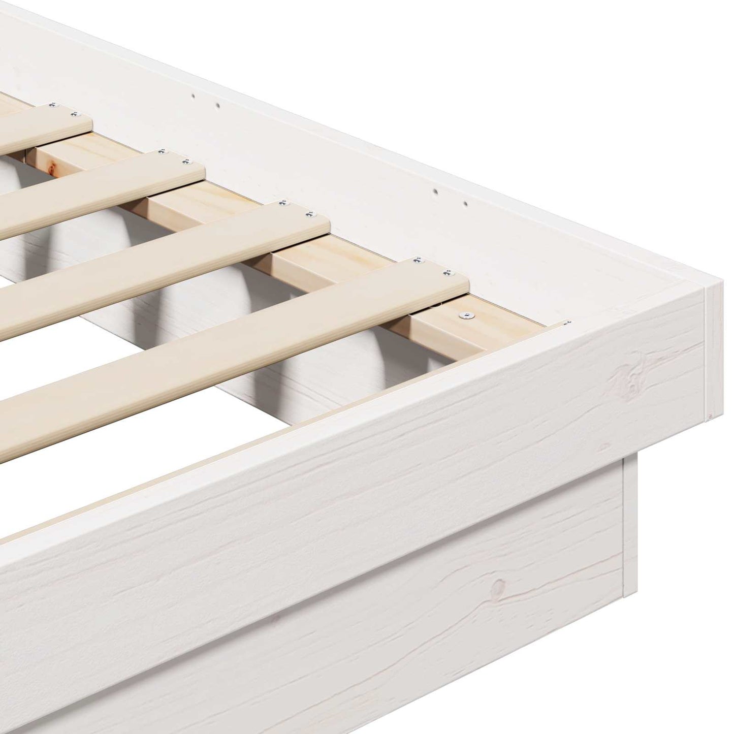 vidaXL Bed Frame White 200 x 200 cm Solid Pine Wood 6