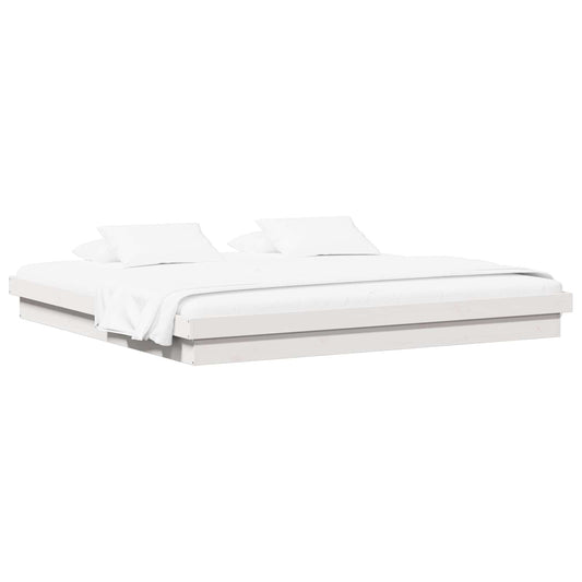 vidaXL Bed Frame White 200 x 200 cm Solid Pine Wood 2