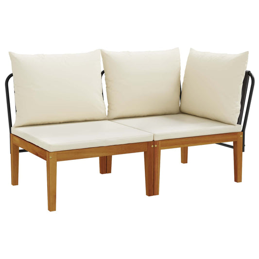 vidaXL 2 pcs Garden Lounge Set with Cushions Solid Acacia Wood & Rope 2