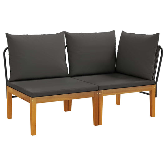 vidaXL 2 pcs Garden Lounge Set with Cushions Solid Acacia Wood & Rope 2