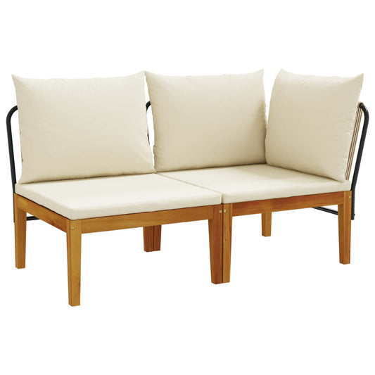 vidaXL 2 pcs Garden Lounge Set with Cushions Solid Acacia Wood & Rope 2