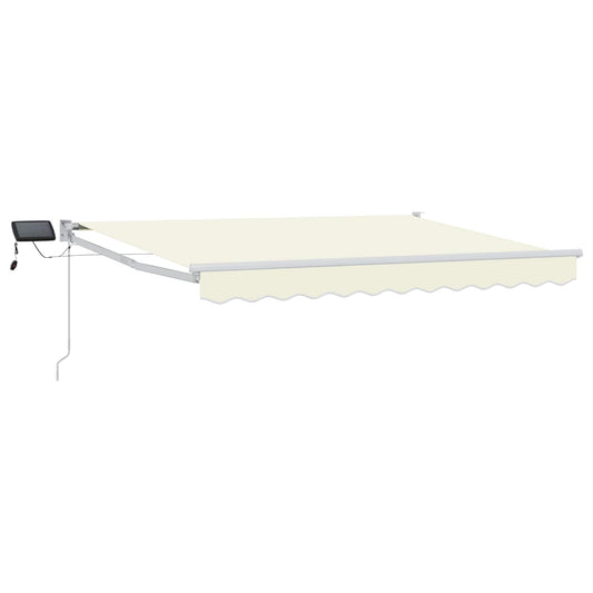 vidaXL Manual Retractable Awning with LEDs Cream and White 3 x 2.5 m 2