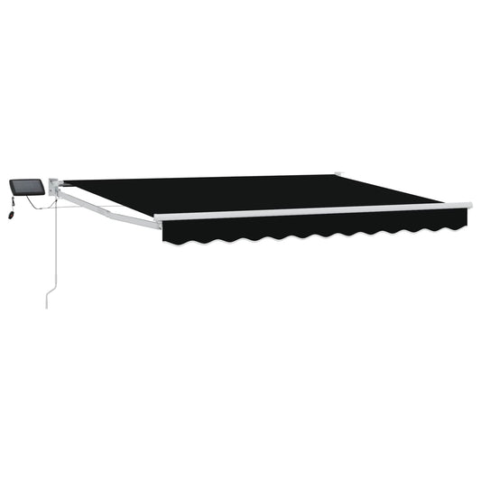 vidaXL Manual Retractable Awning with LEDs Black and White 3 x 2.5 m 2