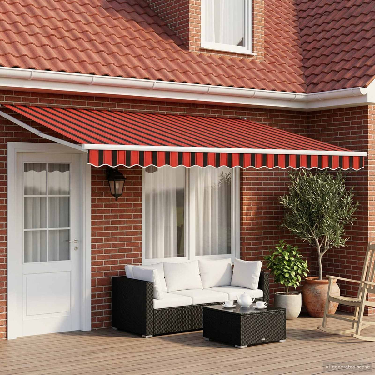 vidaXL Manual Awning with Solar LED 4 x 3 m 100% Polyester White
