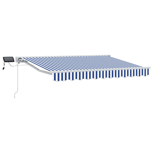vidaXL Manual Awning Frame with LEDs Blue and White 3.5 x 2.5 m 2