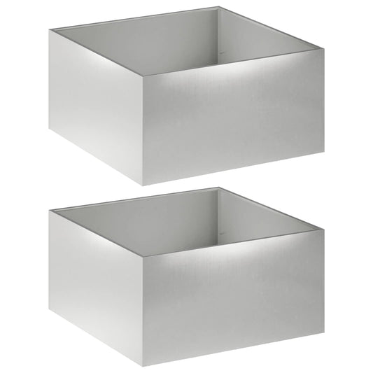 vidaXL Garden Planter 2 pcs Silver 80 x 80 x 40 cm Stainless Steel 2