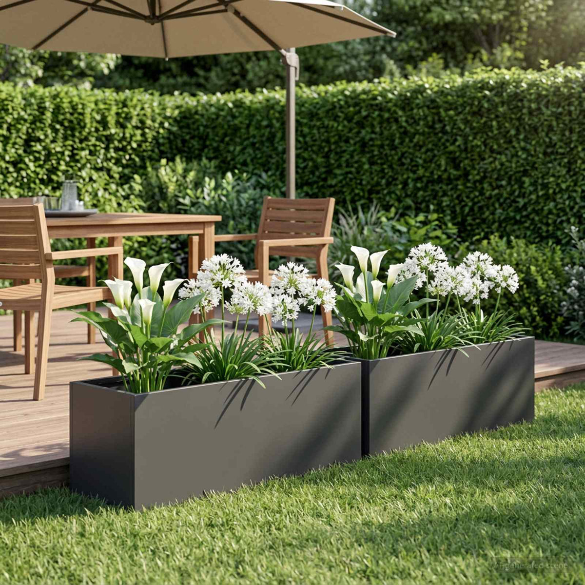 Garden Planter Cold-rolled Steel 2 pcs Black Depth 20 cm 60 cm 20 cm