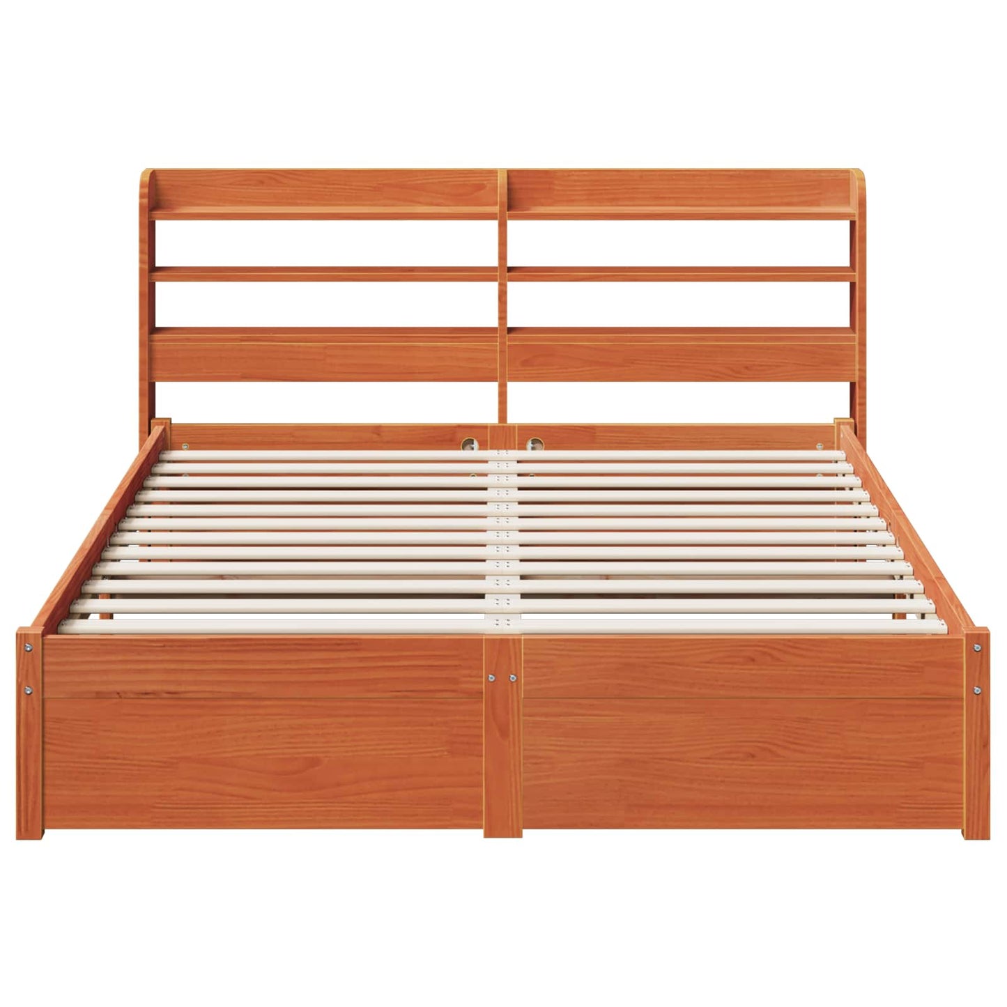vidaXL Bed Frame with Shelf Wax Brown 160 x 200 cm Solid Pine Wood 6