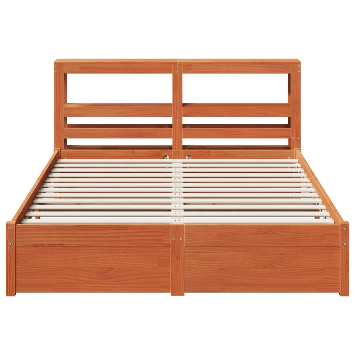 vidaXL Bed Frame with Shelf Wax Brown 140 x 200 cm Solid Pine Wood 6