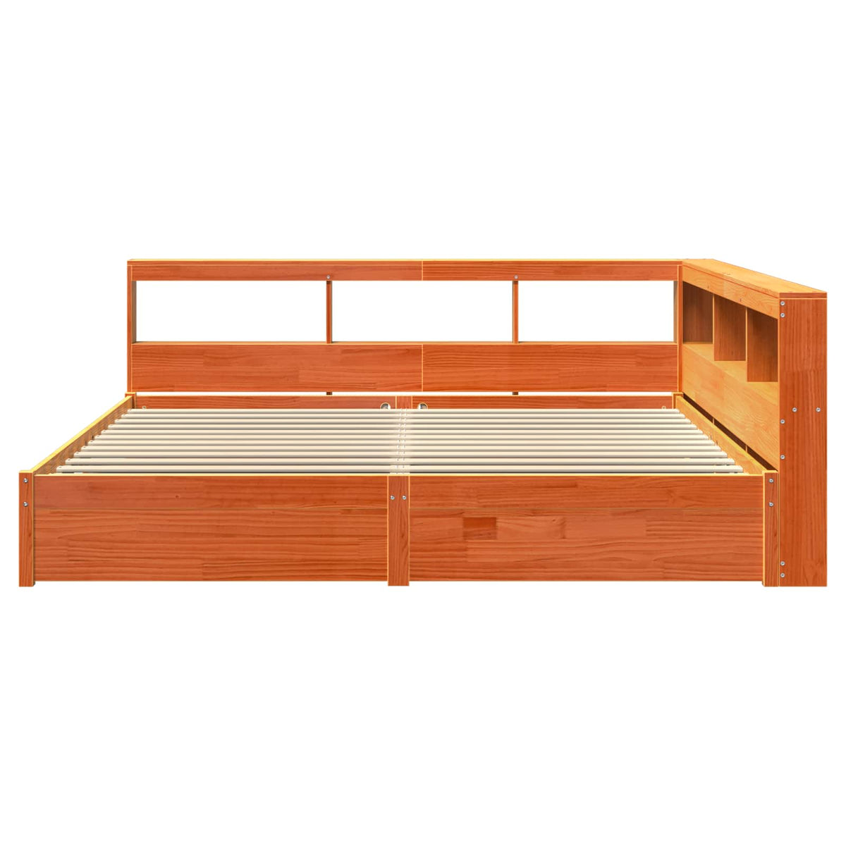 vidaXL Bookcase Bed Plain 2 pcs Wax Brown 200 x 200 cm Solid Pine Wood 6