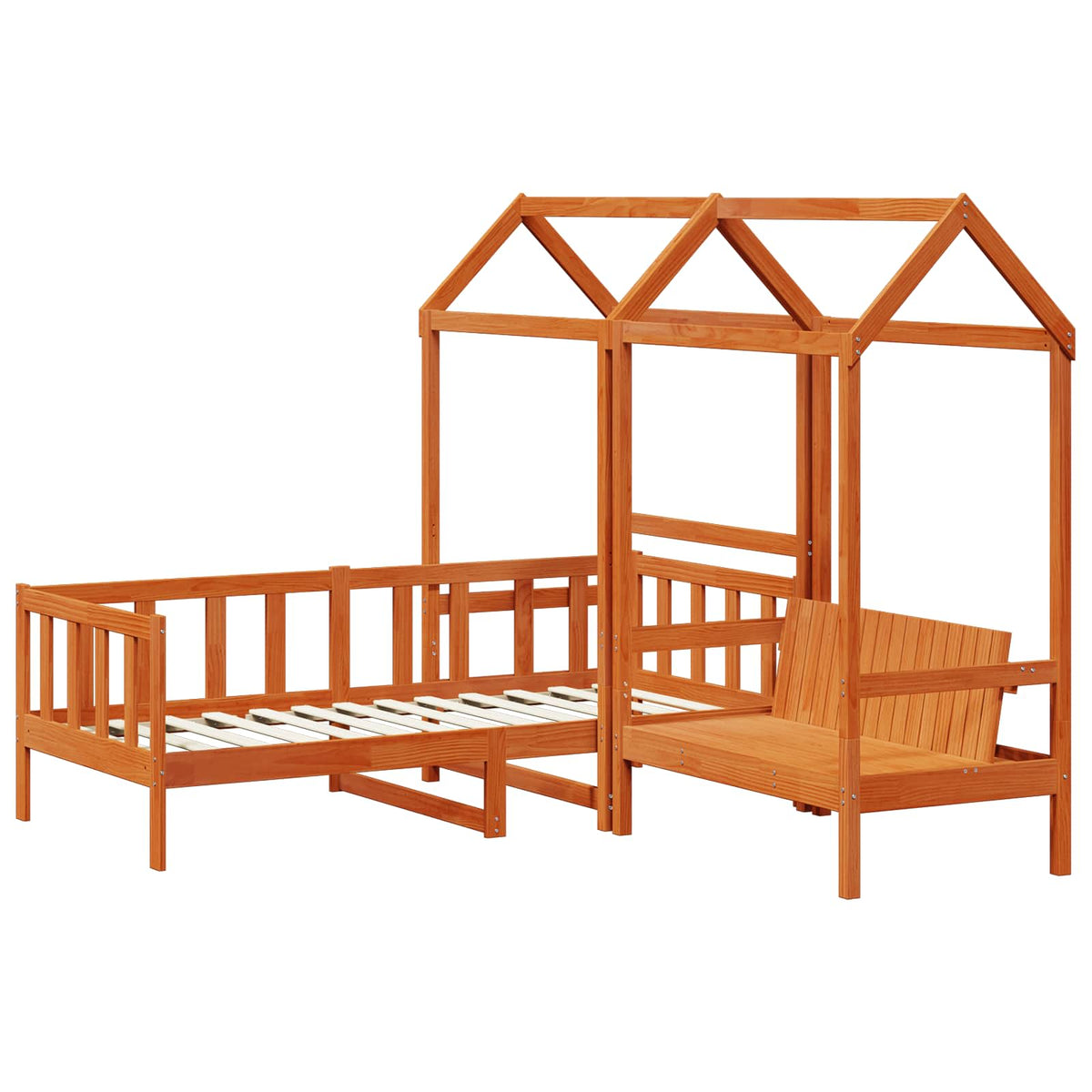 vidaXL Day Bed Set 3 pcs Wax Brown Solid Pine Wood 6