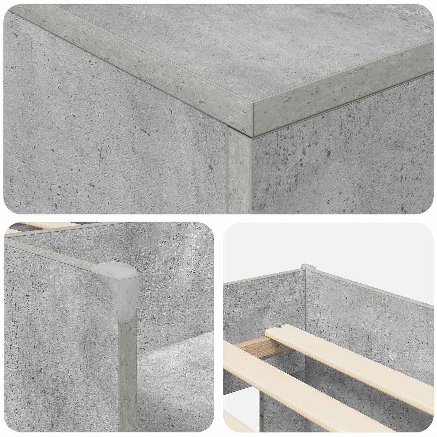 vidaXL Loft Bed Frame with Cabinet 3 pcs Concrete Grey Engineered Wood 6