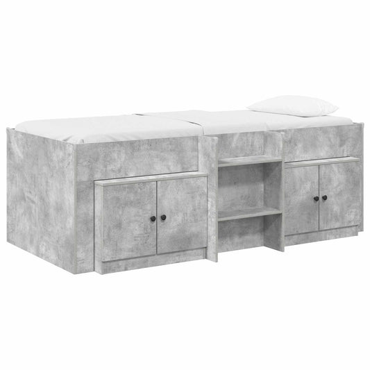 vidaXL Loft Bed Frame with Cabinet 3 pcs Concrete Grey Engineered Wood 2
