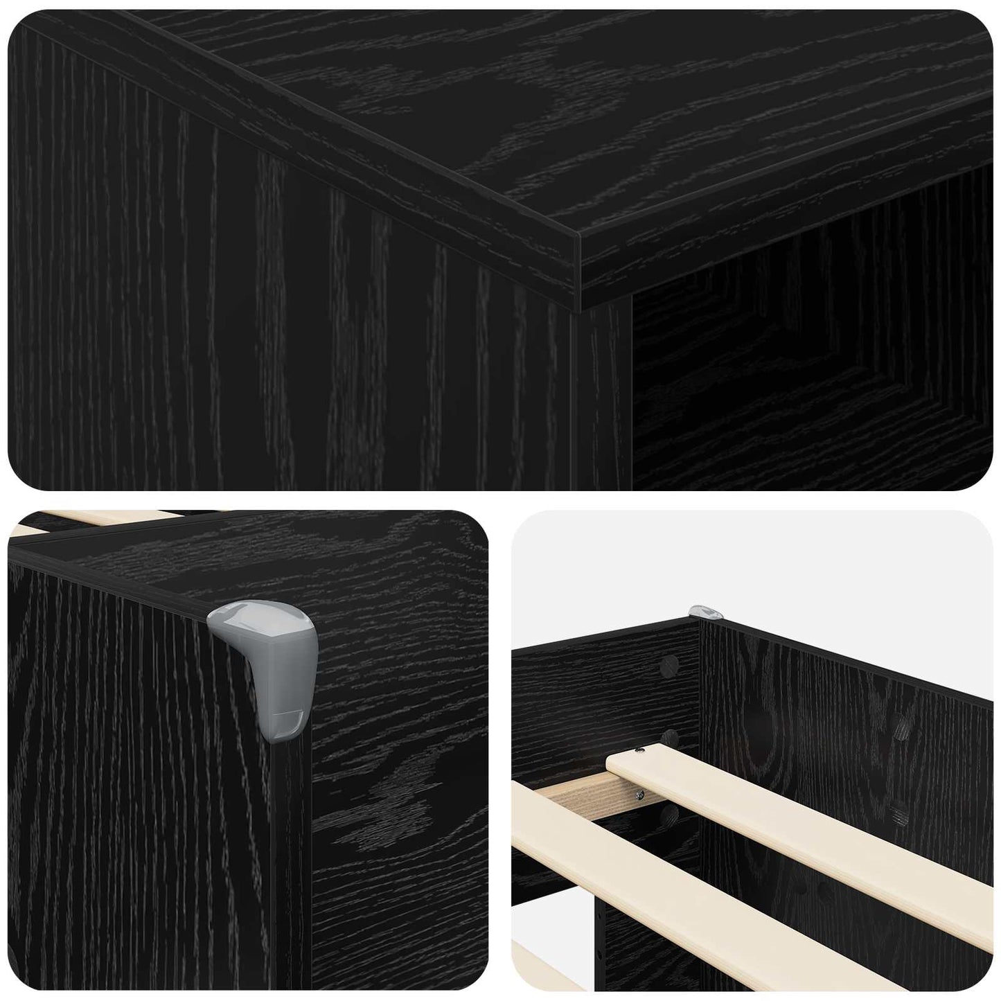 vidaXL Loft Bed Frame with Cabinet 3 pcs Black Oak Engineered Wood 6