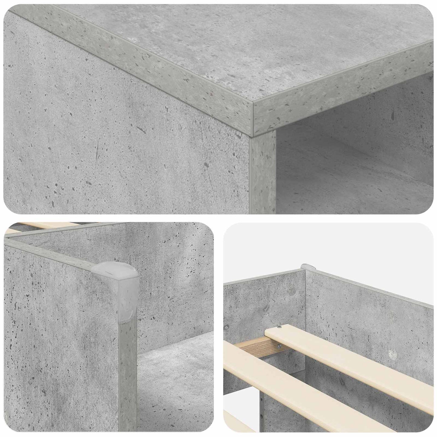 vidaXL Loft Bed Frame with Cabinet 3 pcs Concrete Grey Engineered Wood 6