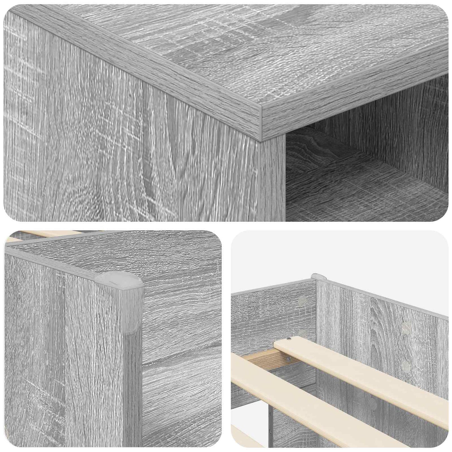 vidaXL Loft Bed Frame with Cabinet 3 pcs Grey Sonoma Engineered Wood 6