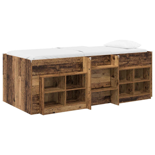 vidaXL Loft Bed Frame with Cabinet 3 pcs Old Wood Engineered Wood 2
