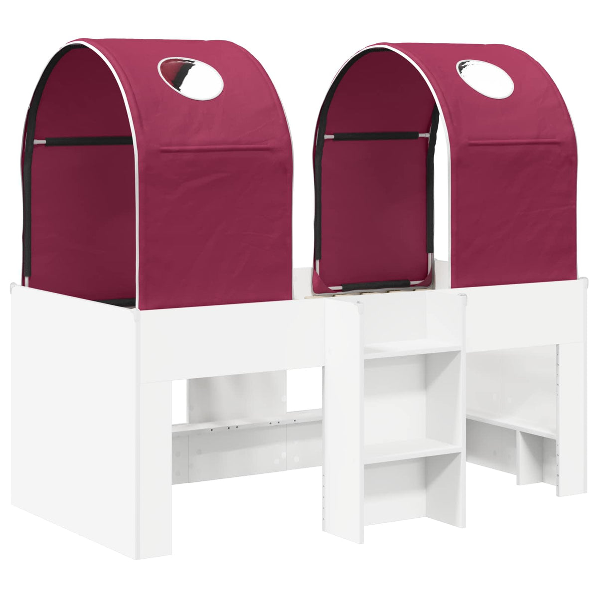 Bed with Tunnel 3 pcs Engineered Wood White and red