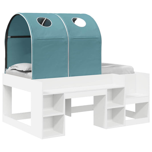vidaXL Bed with Tunnel 3 pcs White and Light Blue Engineered Wood 2