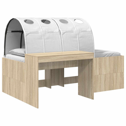 vidaXL Bed with Tunnel 3 pcs Sonoma Oak and White Engineered Wood 2