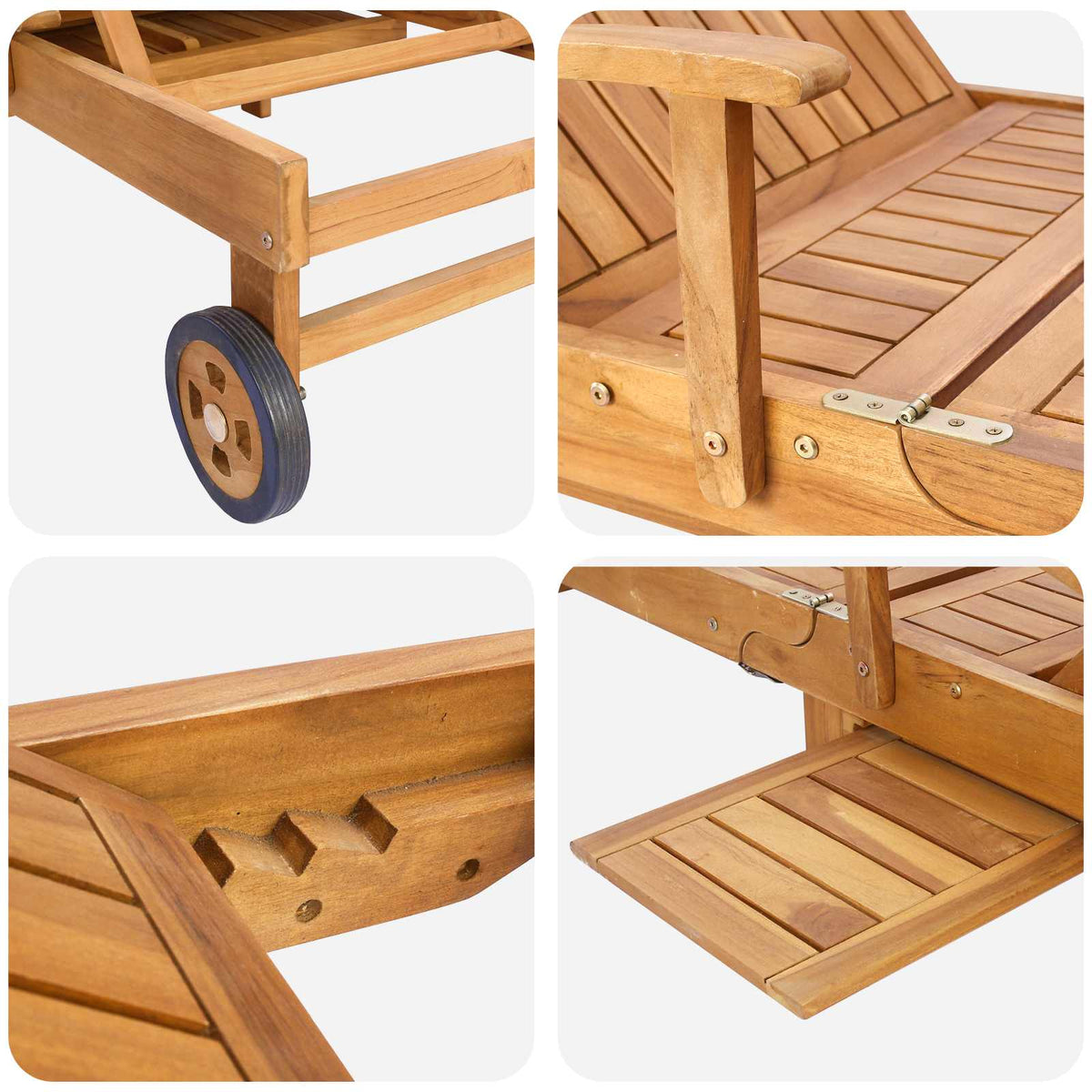 vidaXL Sun Lounger Solid Teak Wood Brown 6