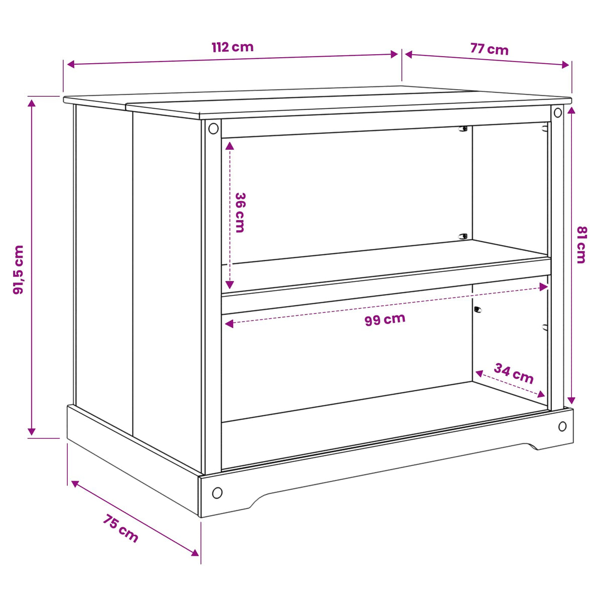 Kitchen Island Set 112 x 77 x 91.5 cm White and honey wax