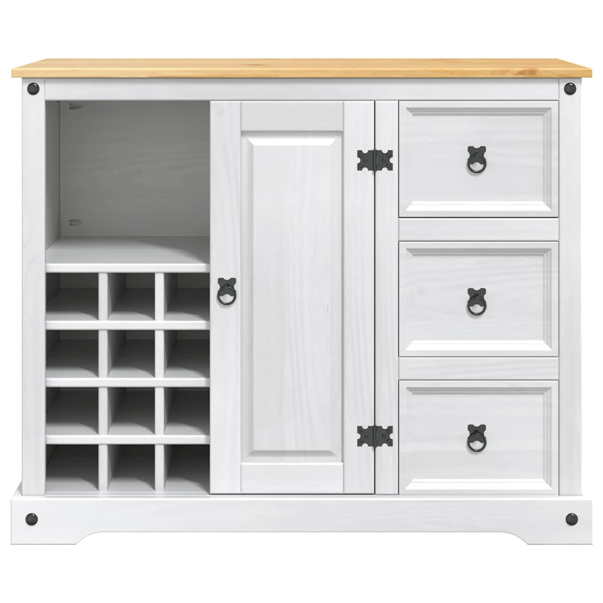 vidaXL Kitchen Storage White and Honey Wax 112 x 70 x 91.5 cm 6