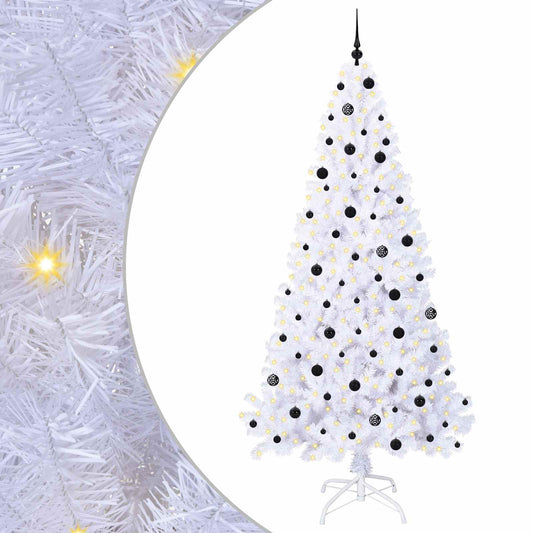 Artificial Christmas Tree with Stand White PVC and Steel 240 cm Black
