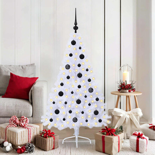 Artificial Christmas Tree with Stand White PVC and Steel Black 150 cm