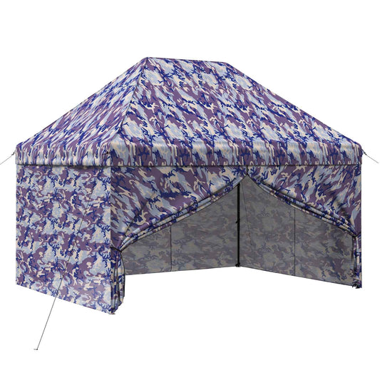 vidaXL Pop-up Gazebo with 4 Sidewalls 2.9 x 4.3 m Blue Camouflage 2