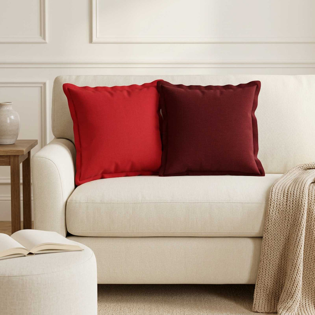 Throw Pillow HOUTEN 40 x 40 cm Faux Linen 12 pcs Red