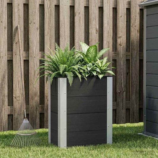 Garden Raised Bed WPC and Aluminium Black Depth 30 cm 50 cm 72 cm