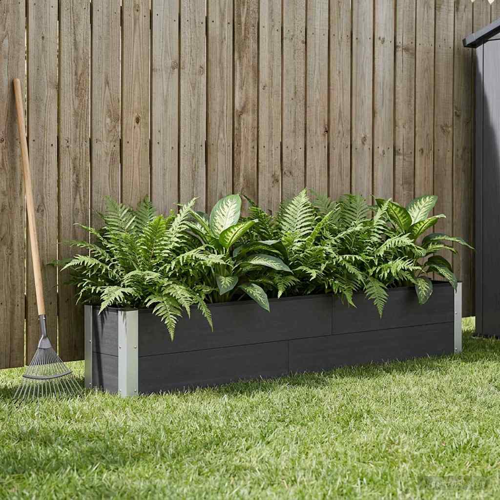 Garden Raised Bed WPC and Aluminium Black Depth 30 cm 200 cm 36 cm