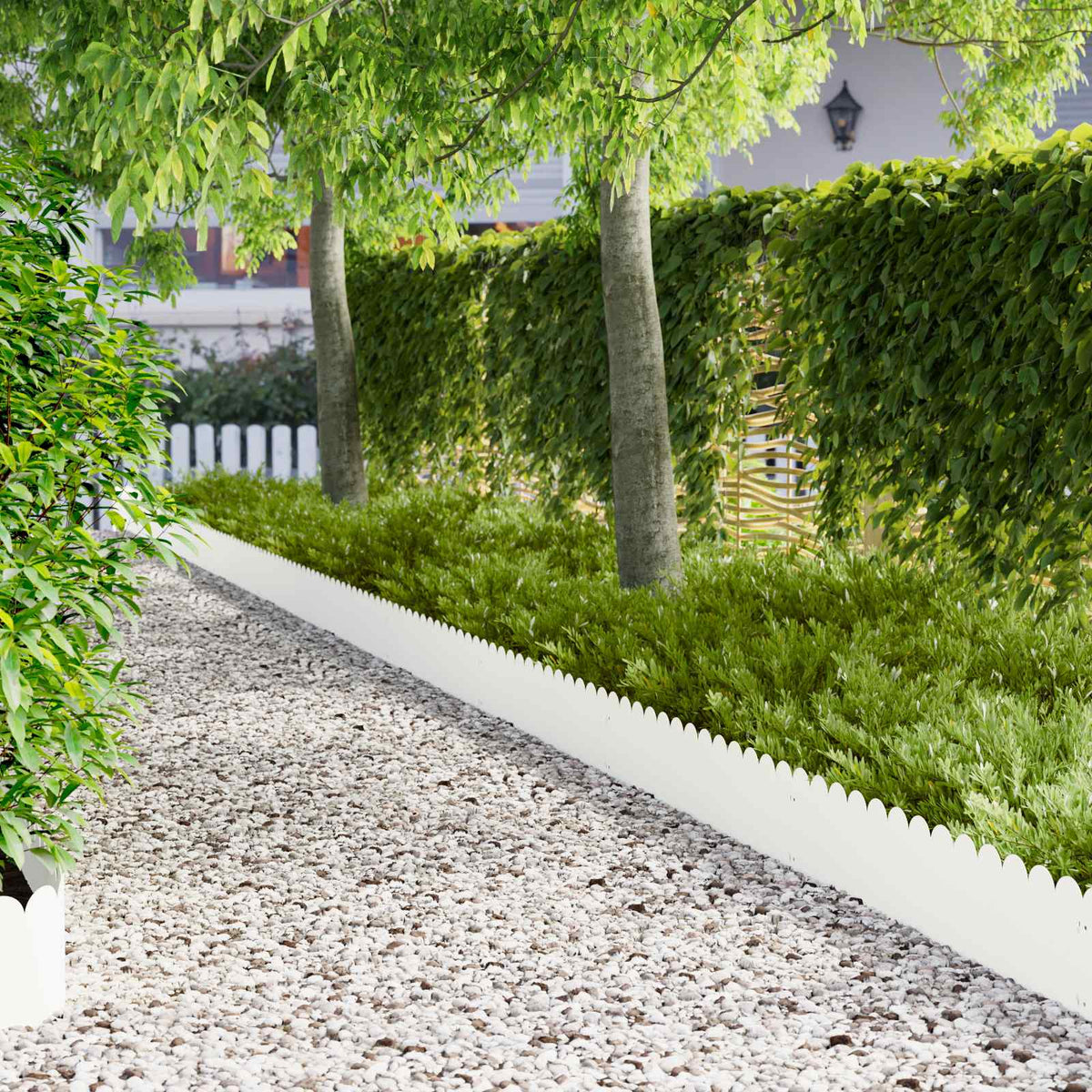Lawn Edging 103 x Steel Height 25 cm 30 pcs White