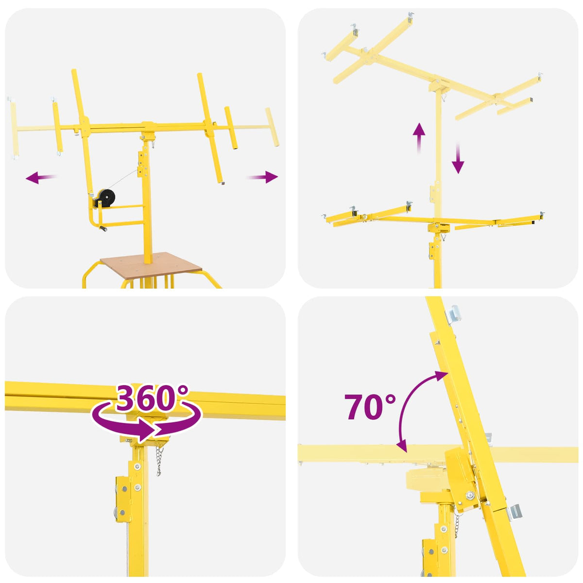 vidaXL Plasterboard Lifter Steel Yellow 6