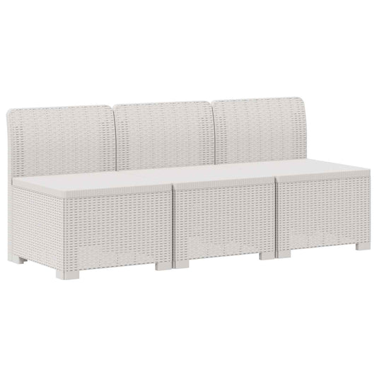 1-Seater with Cushion Rattan Look PP White 3x middle without cushion