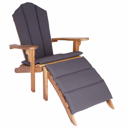 vidaXL Garden Adirondack Chair with Footrest Natural Solid Teak Wood 2
