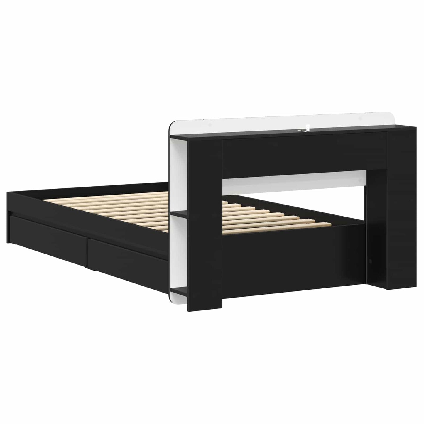 vidaXL Bed Frame with Storage Black 90 x 190 cm Engineered Wood 6