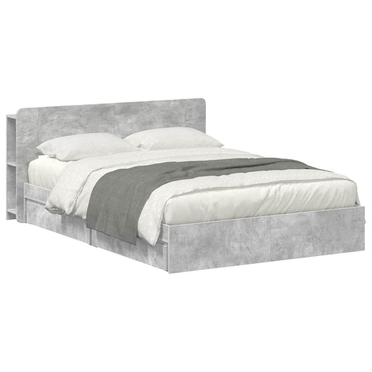 vidaXL Bed Frame with Storage with Drawer Concrete Grey 150 x 200 cm 2