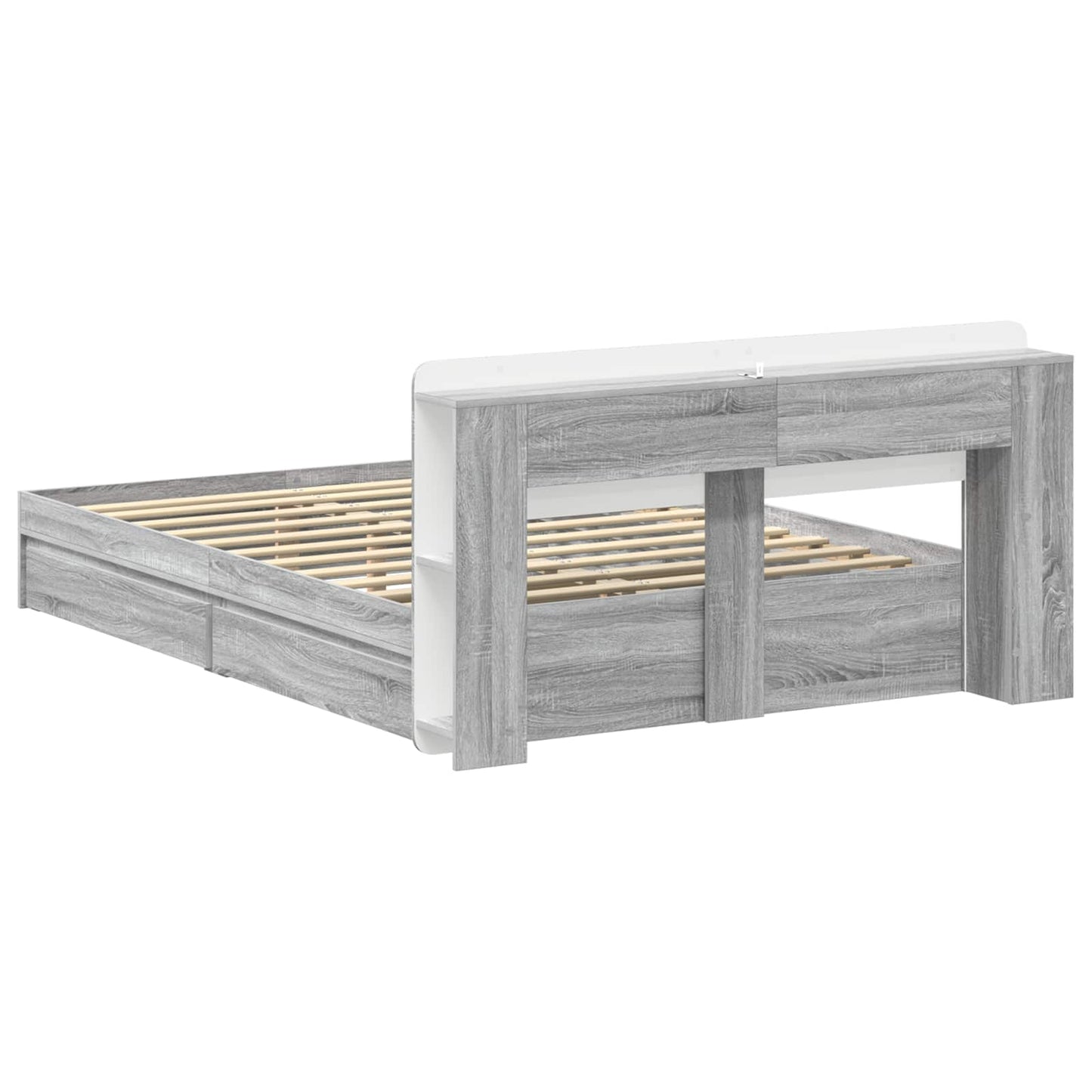 vidaXL Bed Frame with Storage Grey Sonoma 150 x 200 cm Engineered Wood 6